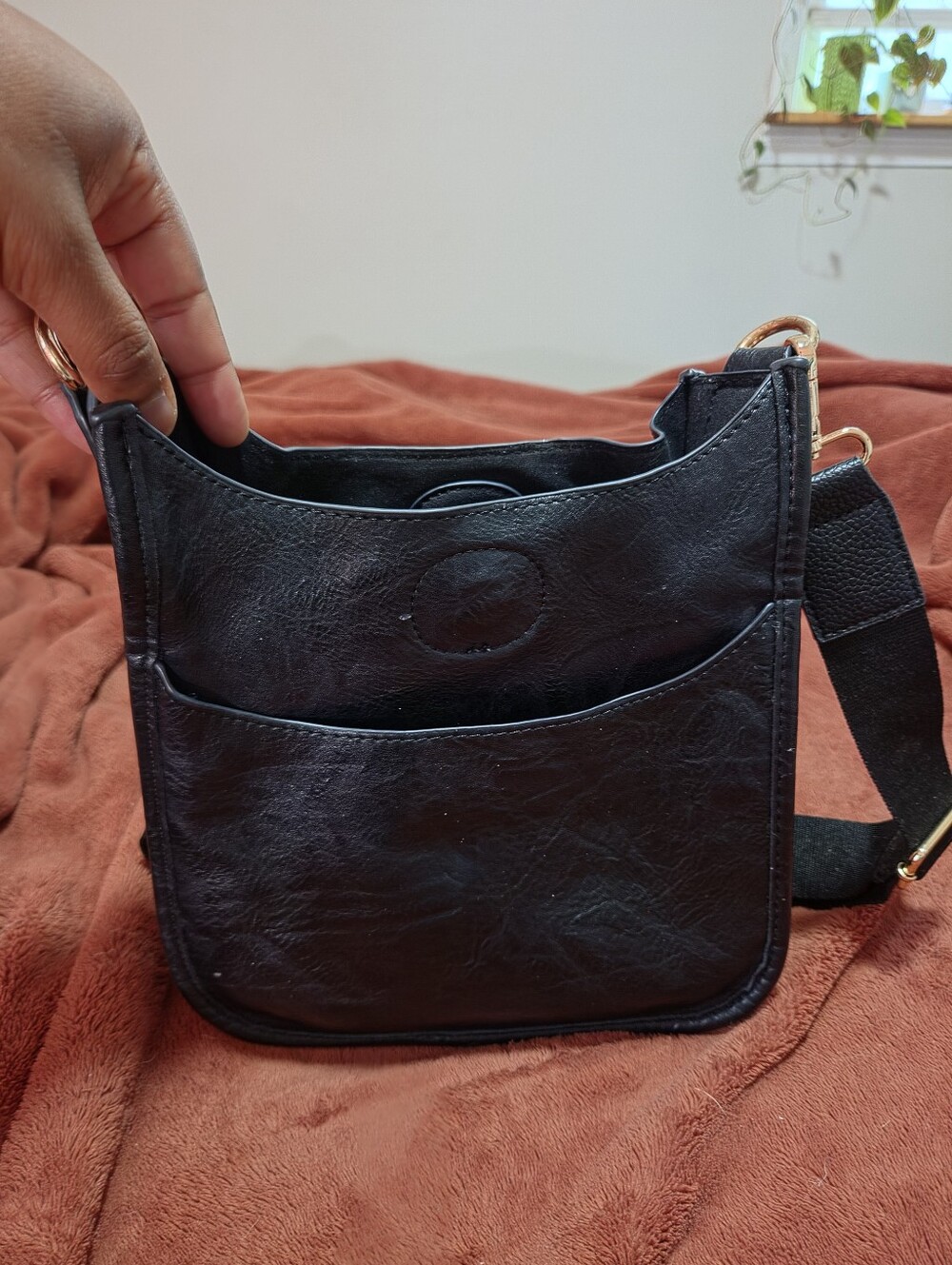 Ahdorned Black Vegan Leather Women's Crossbody Bag